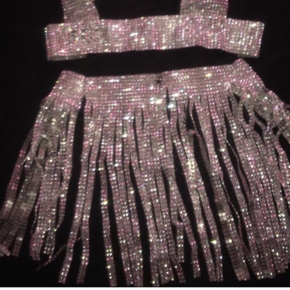Rhinestone Fringe Two Piece Set! Goddess Costume - Picture 2 of 4